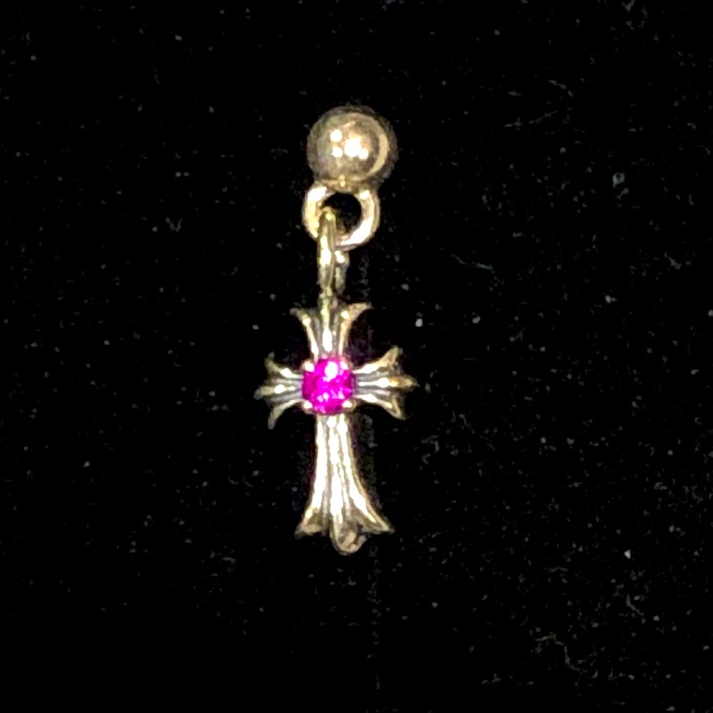 Chrome Hearts tiny E cross earring with ru…